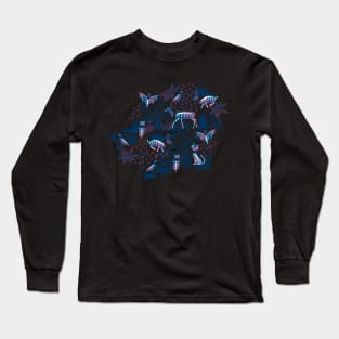 Eerie Forest- Mystical Animals in the Woods- Midnight Blue Long Sleeve T-Shirt